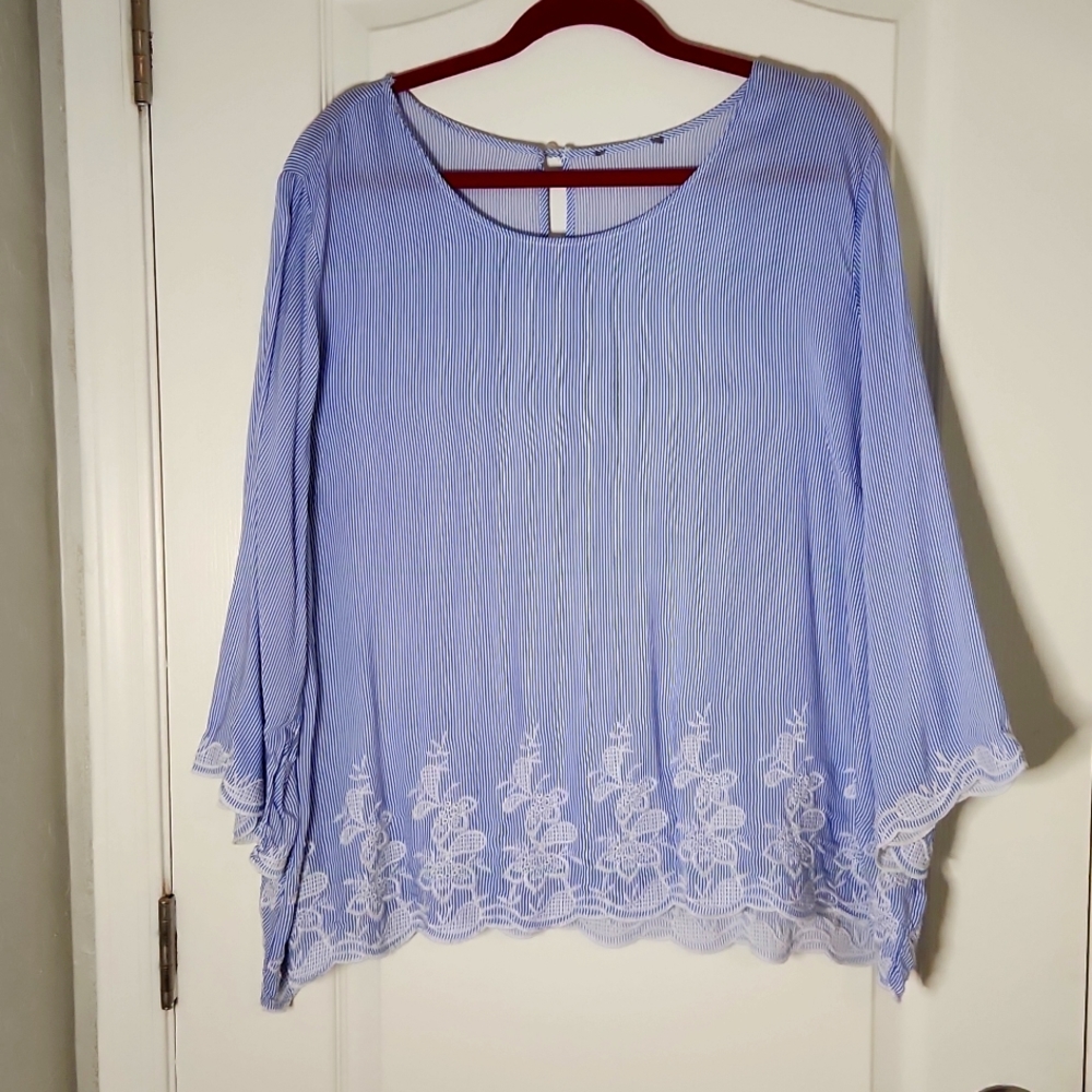 327- Blue striped blouse